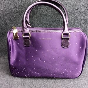 Victoria's Secret Purple & Gold Rhinestone Make-Up Handbag Clutch EUC
